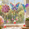 3PCS-3 5D DIY Diamond Painting Wind Chimes Suncatcher Kit Double Sided Diamond Art Kits Suncatcher with Crystal Pendant for Home Wall Window Decor Adults DIY Art Craft