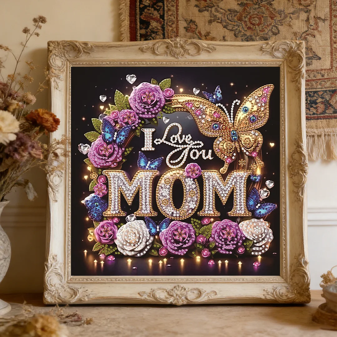 Diamond Painting - Partial Special Shaped Drill - I Love You Mom(Canvas|30x30cm)