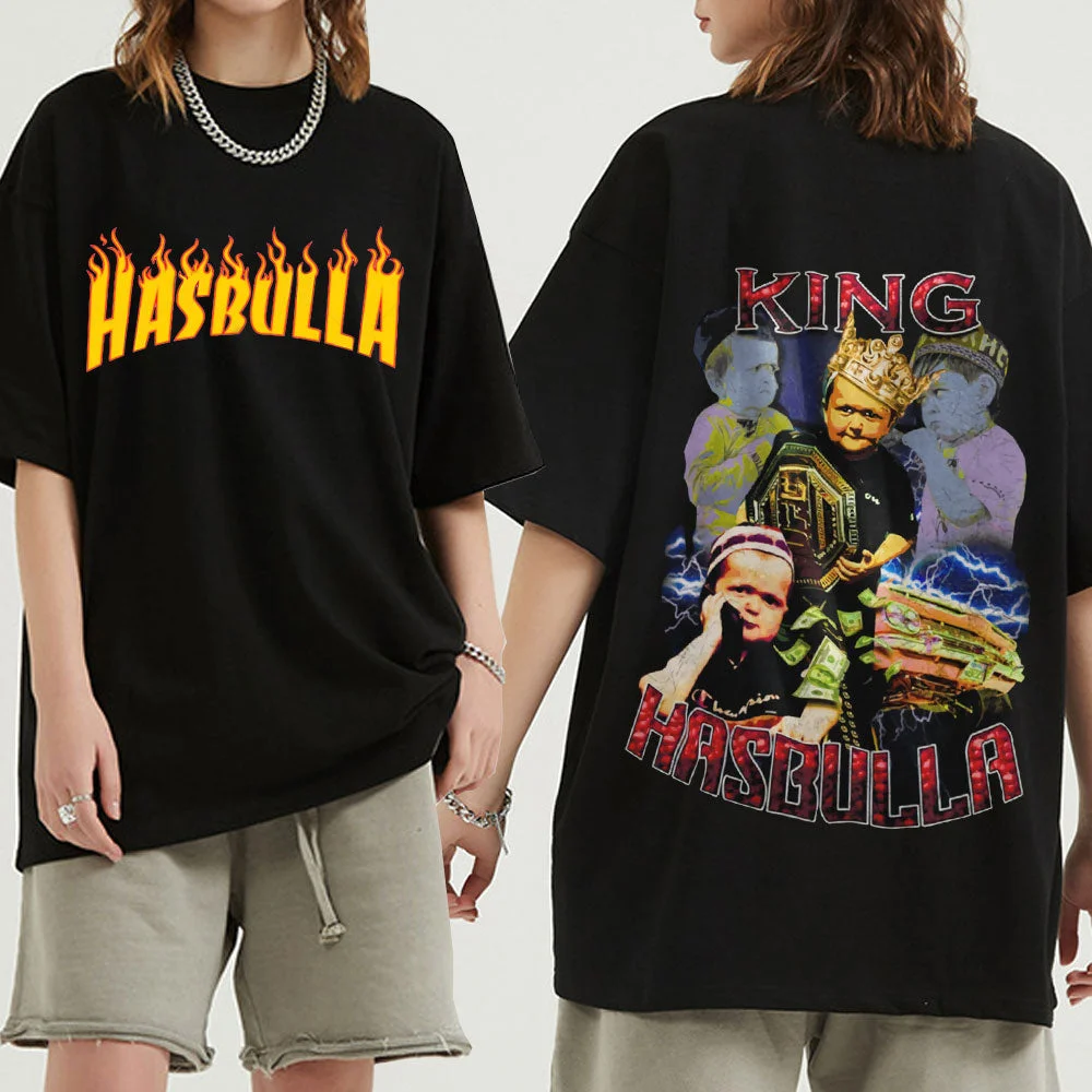 Aonga Hasbulla Goat Gangster Funny Fighter Oversized Men's T-Shirt Summer Printed Graphic T Shirt Cotton Short-Sleeved Male Clothing