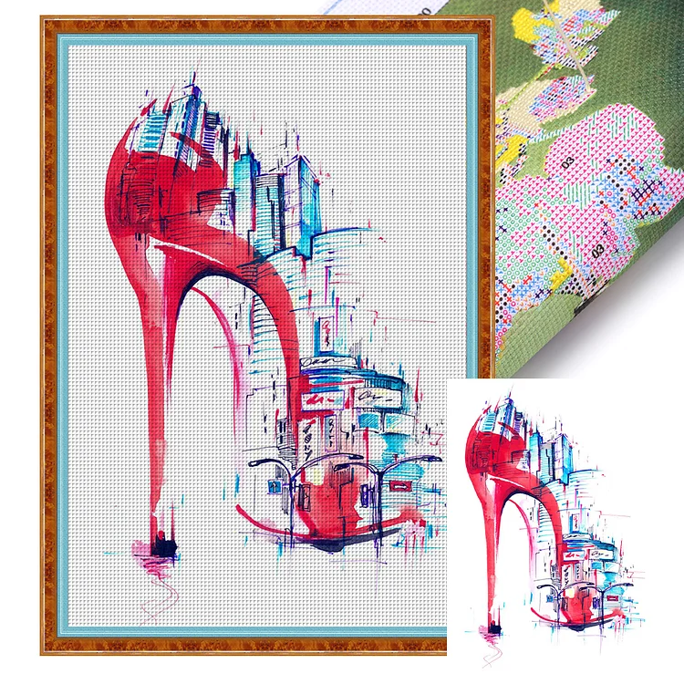 Simple Strokes Of High Heels In The City 14CT (35*50CM) Stamped Cross Stitch gbfke