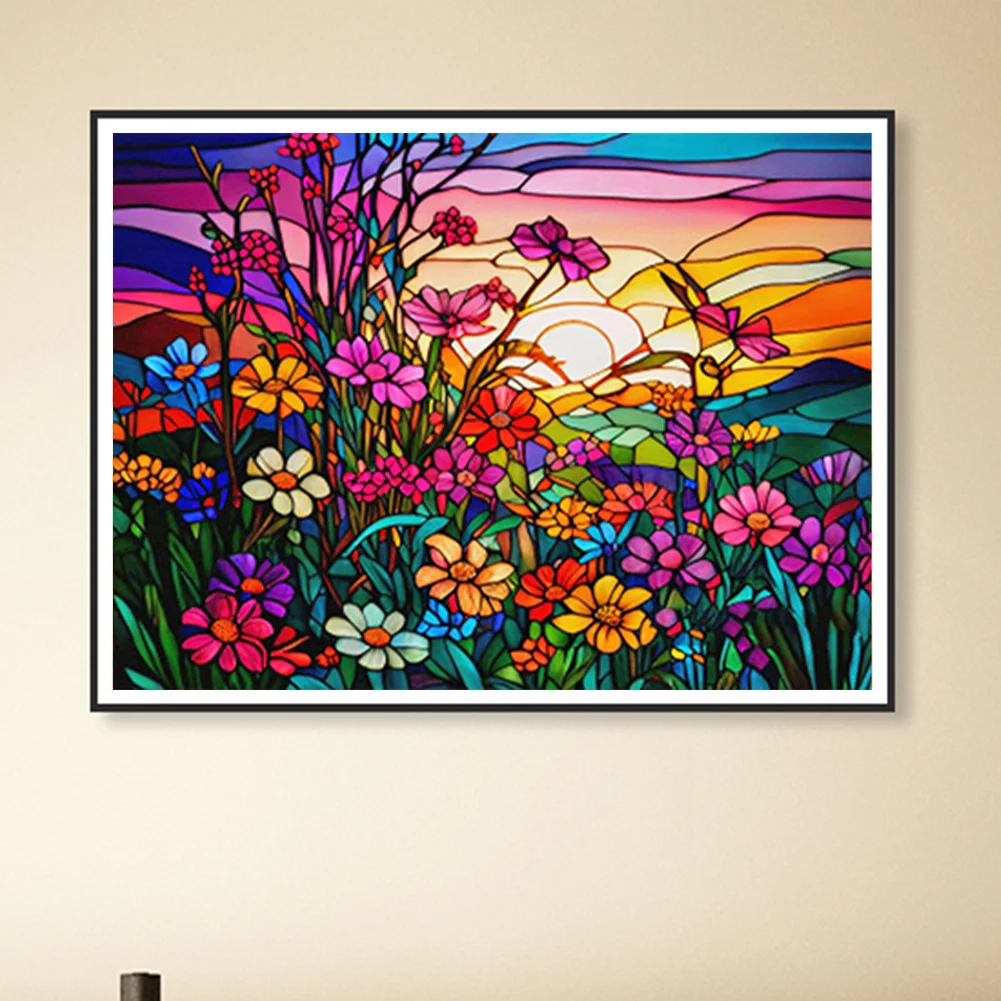 Diamond Painting - Full Round Drill - Stained Glass Flower(40*30cm)