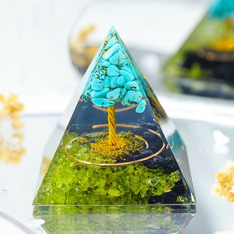 Turquoise Tree Of Life Orgone Pyramid