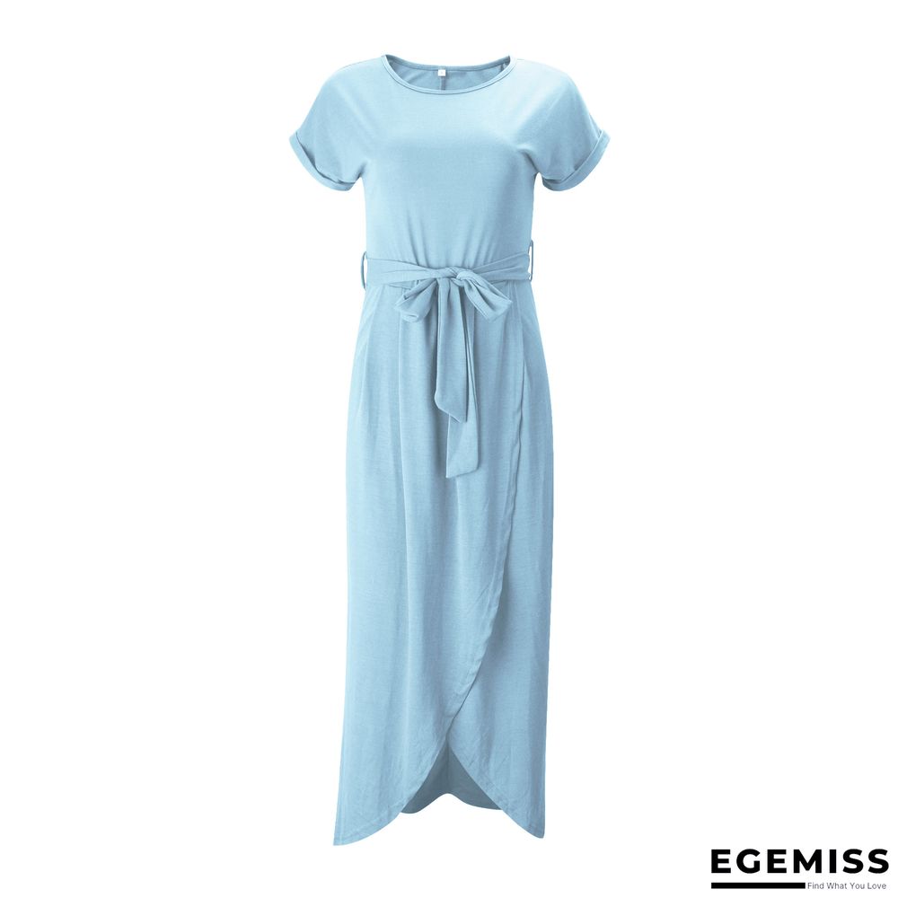 Irregular Dress with Flat Round Neck In Solid Color | EGEMISS