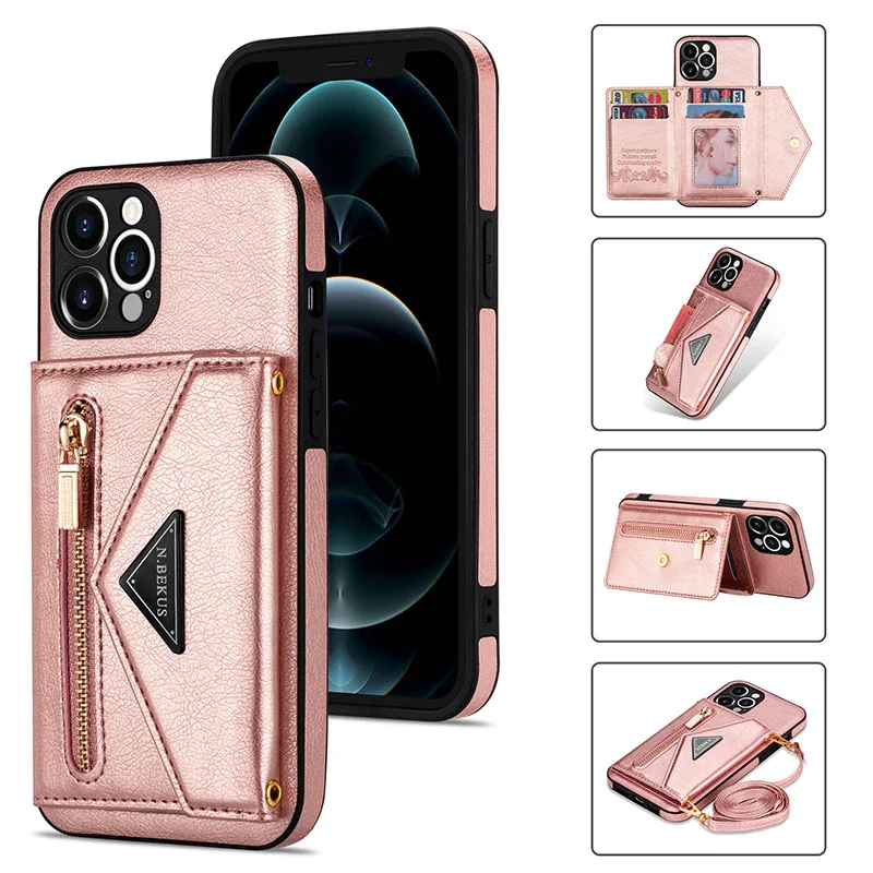 Suitable For iPhone13/14 Multifunctional Zipper Wallet Mobile Phone Case