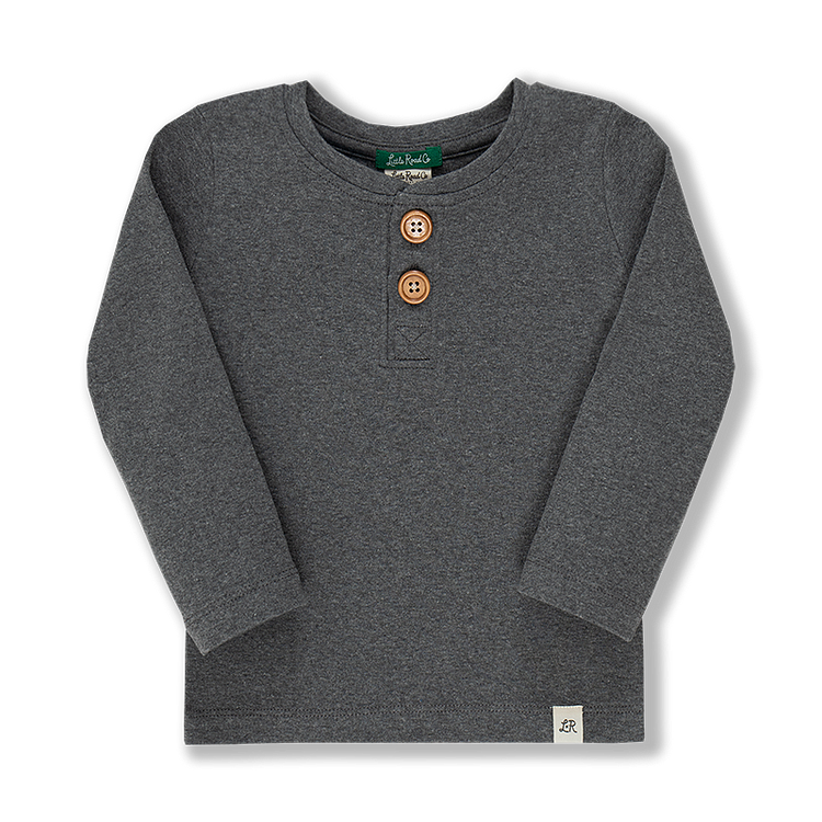 Charcoal Long Sleeve Button Tee