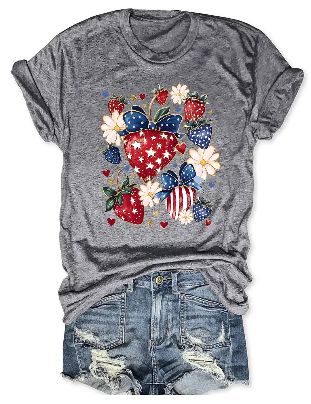 Boho 4th Of July Strawberry T-shirt