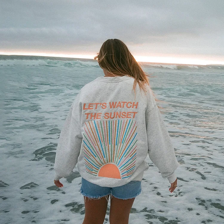VChics Let's Watch The Sunset Print Couple Sweatshirt