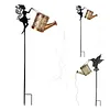 Solar Watering Can Stake Light Angel Hummingbird Iron Art Outdoor