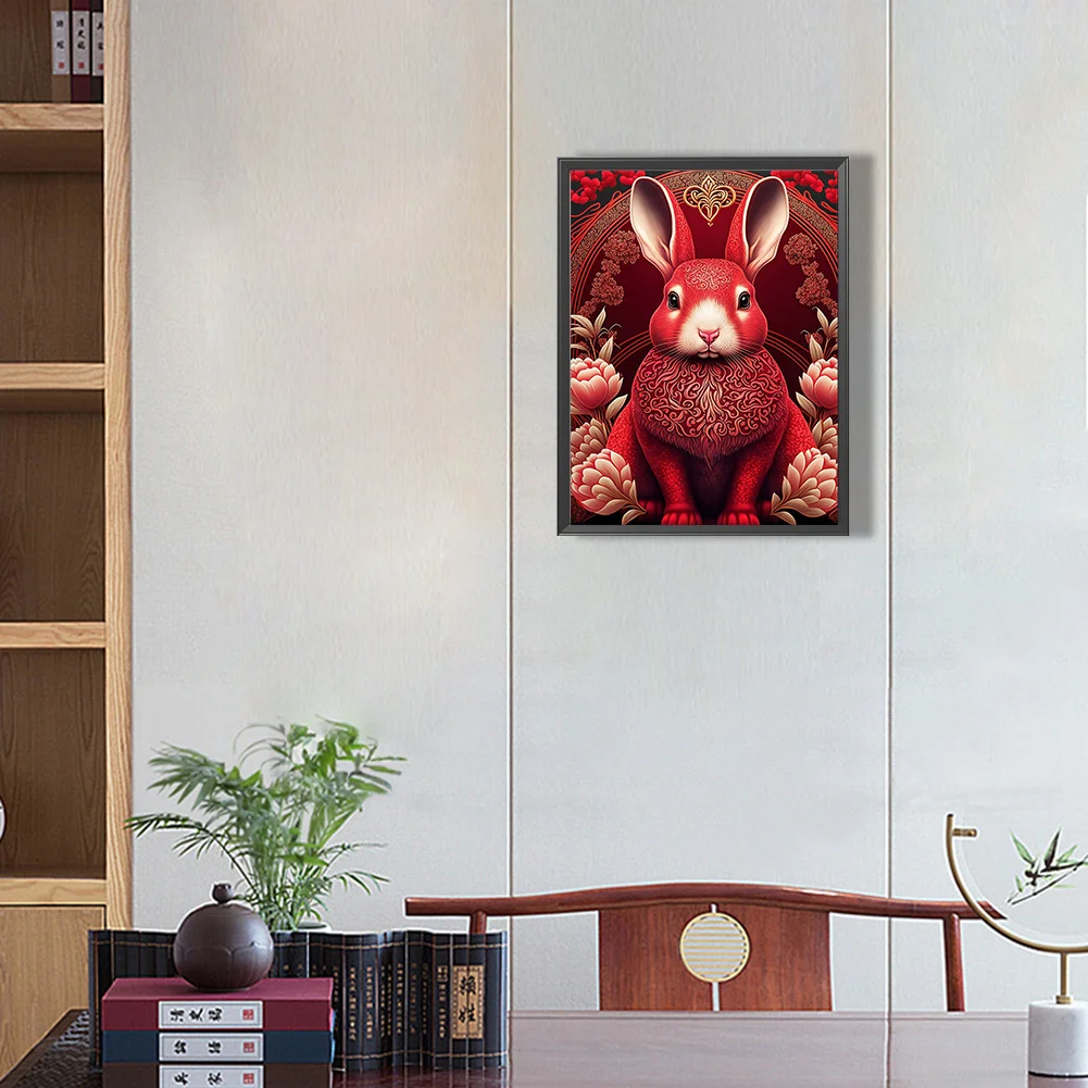 Full Round Diamond Painting 30*40cm - Red Golden Rabbit