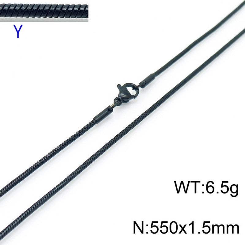 Jewelry Classic Style Solid Color Titanium Steel 18K Gold Plated Chain Necklace