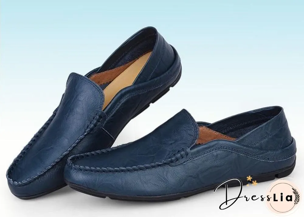 slip on casual men loafers mens moccasins shoes genuine leather men's flats shoes