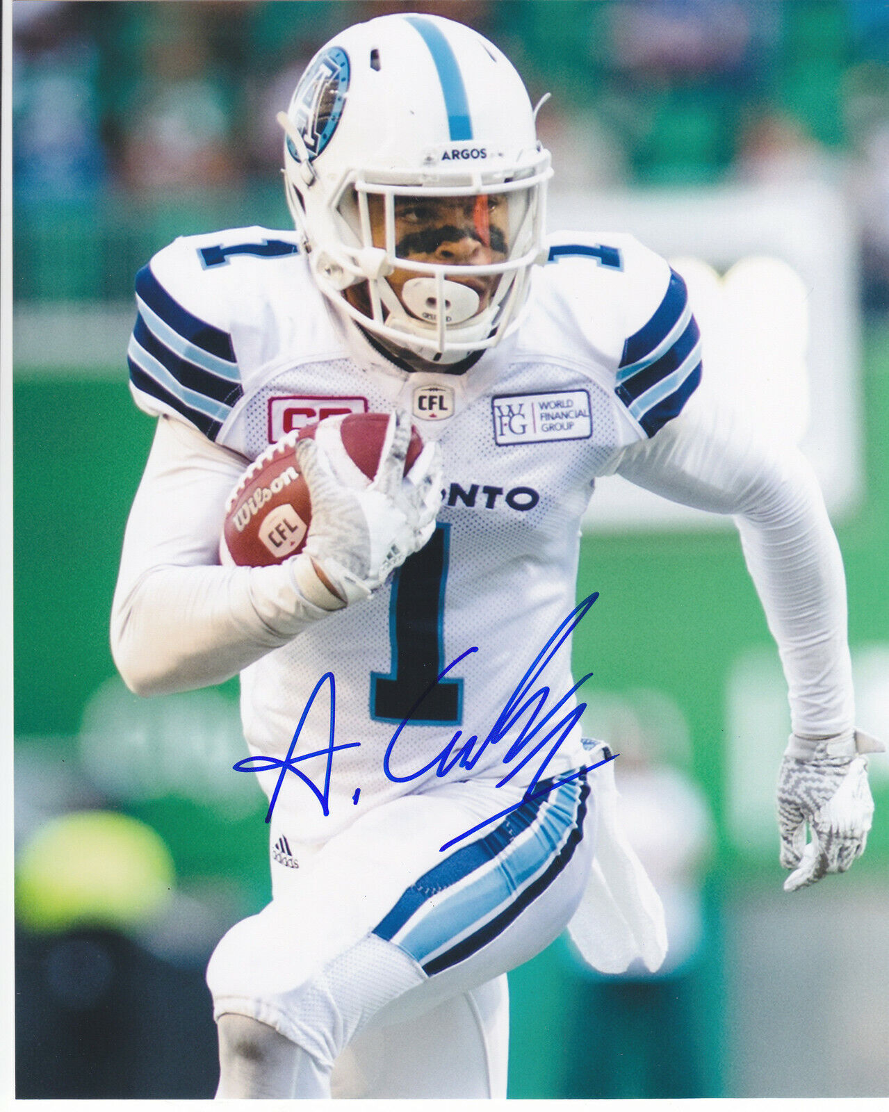 ANTHONY COOMBS SIGNED TORONTO ARGONAUTS ARGOS 8X10 Photo Poster painting EXACT PROOF