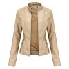 Slim-fit Stand-collar Leather Jacket Woman Biker Jacket