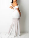 Off-The-Shoulder Solid Color Mesh Backless Split-Side Maxi Dress