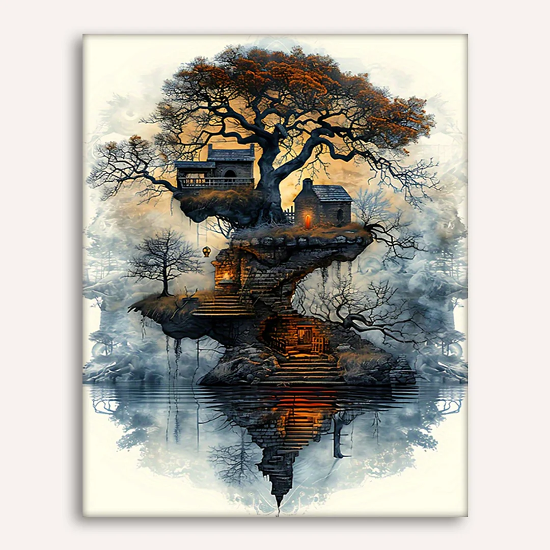 Treehouse DIY Paint By Numbers Kit on Canvas 40x50cm Without Frame Paint by Numbers Kits Drawing Paintwork for Beginners Adults Gift Home Wall Decor