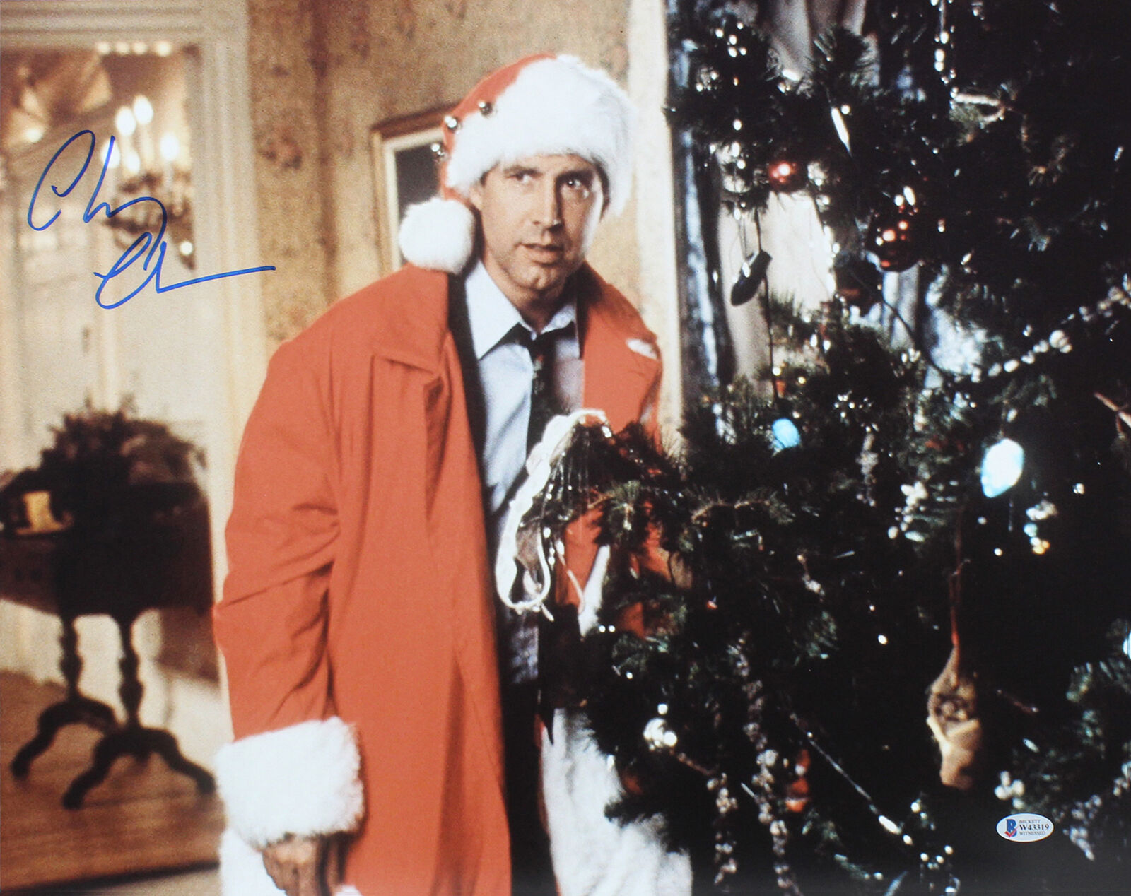 Chevy Chase Christmas Vacation Signed 16x20 Horizontal Tree Photo Poster painting BAS Witnessed