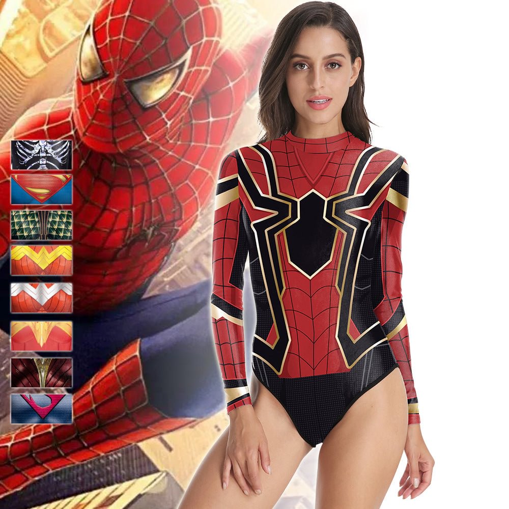 Spider Women Long Sleeve One Piece Swimsuit-elleschic