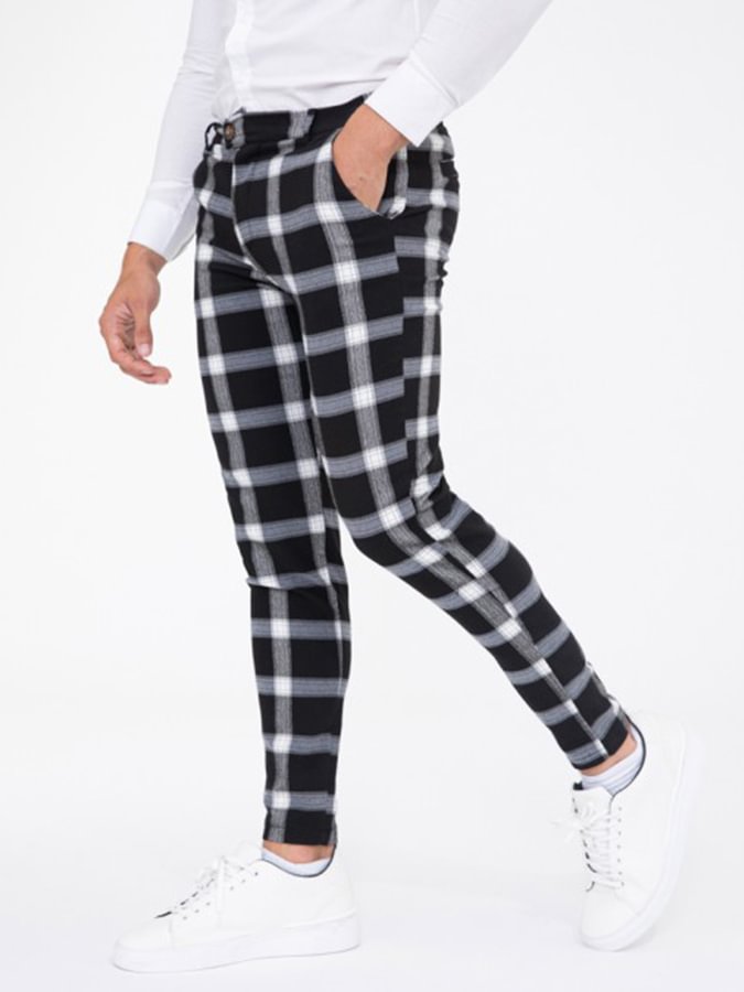 Men's Black Plaid Trousers 
