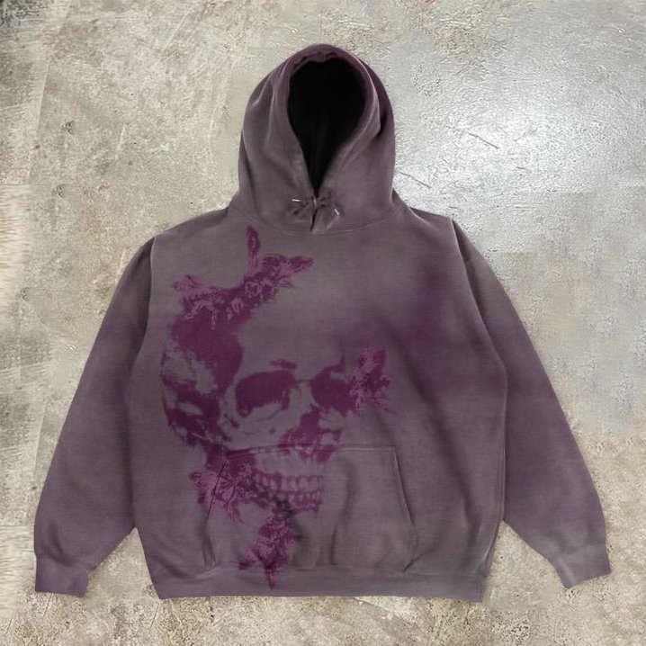 Sleek Street Style Skull Print Hoodie