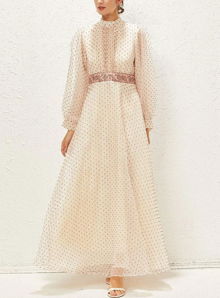 Women's Polka Dot Print Mesh Elegant Dress