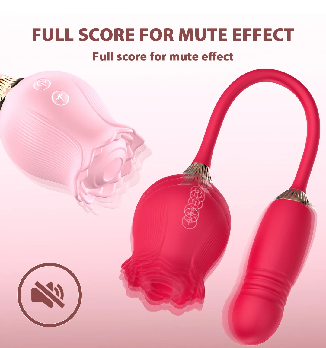 Double Headed Rose Vibrator with Sucking and Thrusting Functions for Deep Sensations
