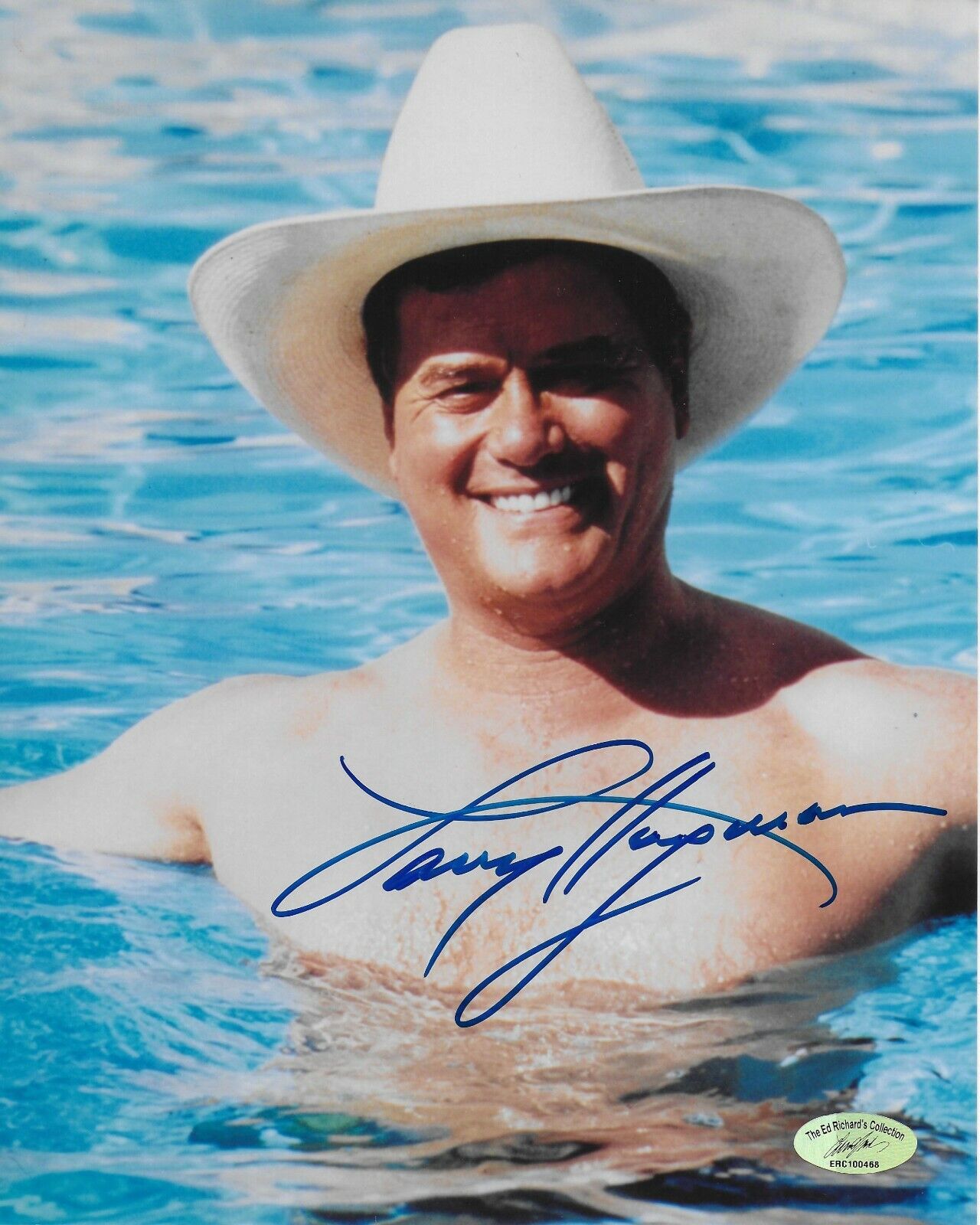 Larry Hagman Dallas Original Autographed 8X10 Photo Poster painting w/Ed Richard COA