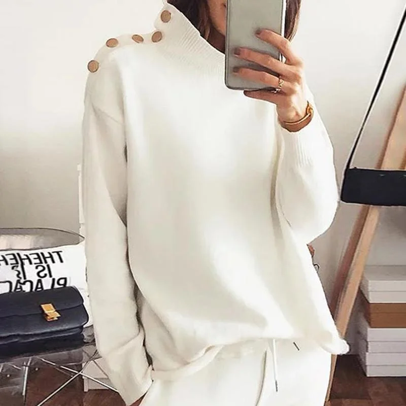 New Autumn Winter Solid Color Warm Sweater