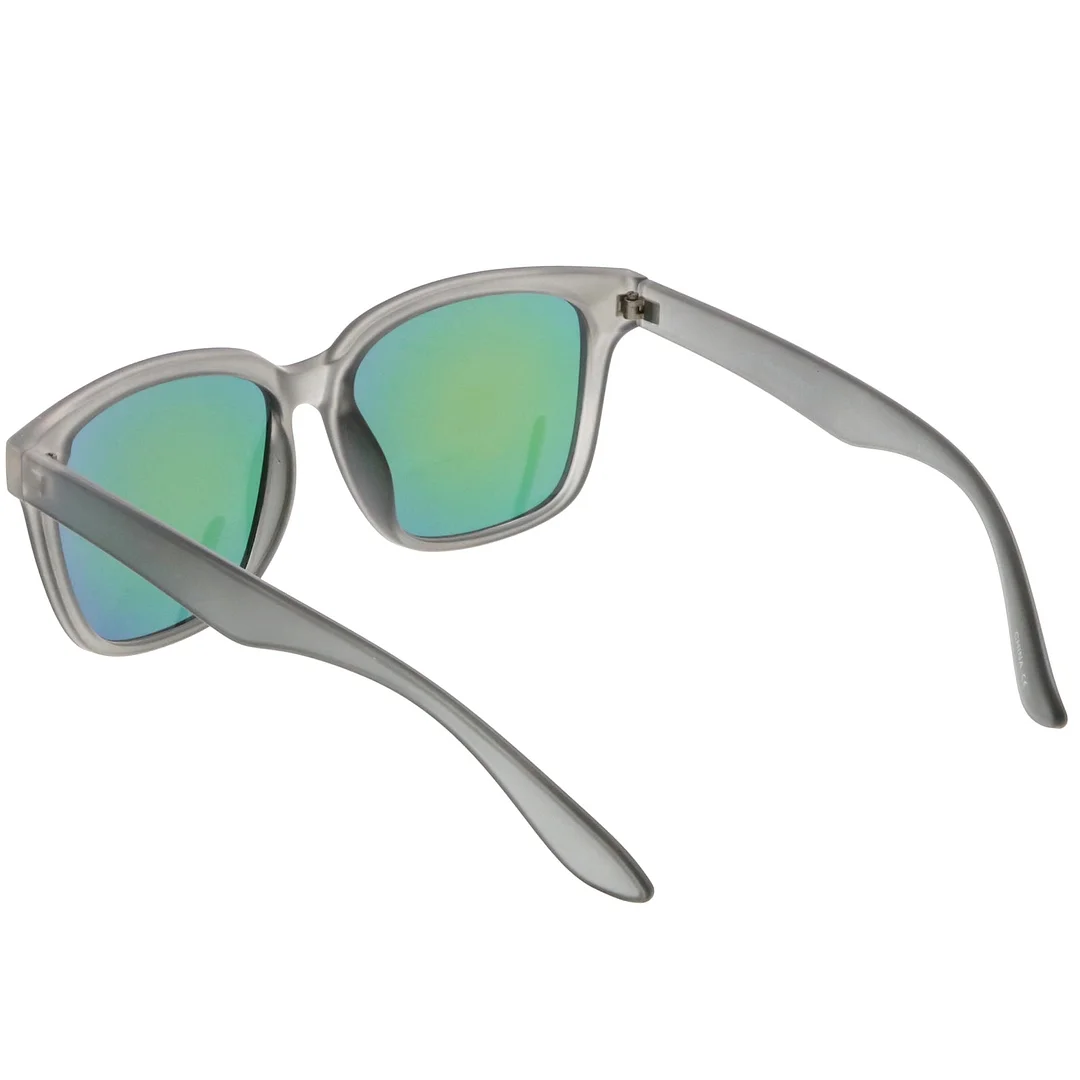 Large Horn Rimmed glasses With Wide Arms Mirrored Square Lens 57mm