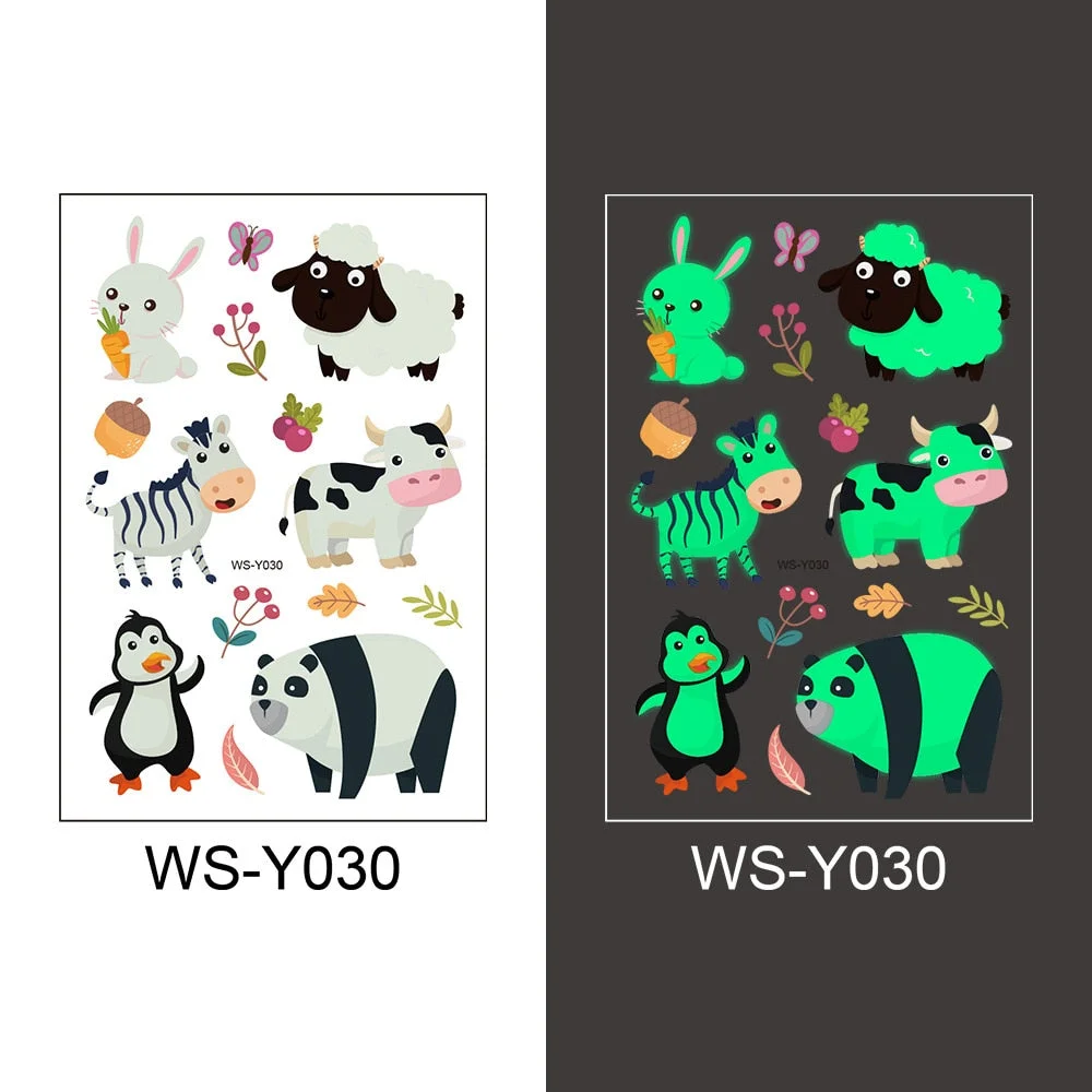 Tattoo Stickers Luminous Child Kid Temporary Fake Tattoos Glow Paste on Face Arm Leg for Children Body Art Halloween Tattoos