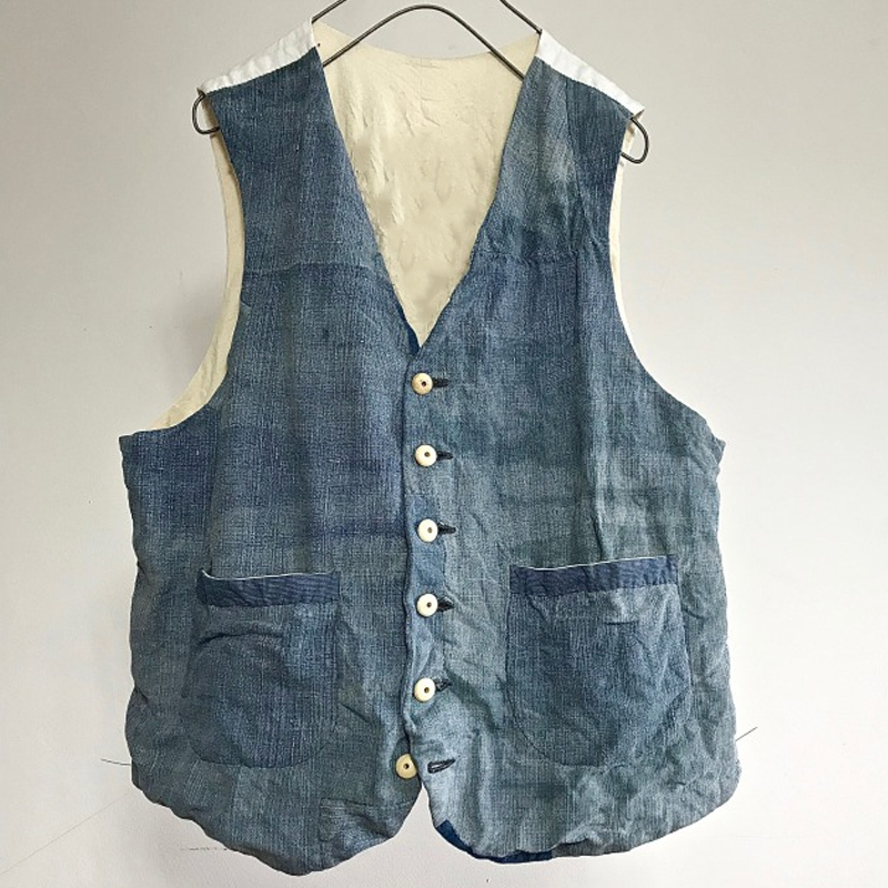 Men's Vintage Indigo Dyed Handmade Linen Vest