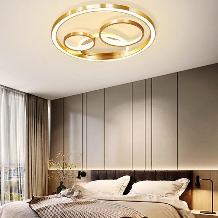 Light Luxury Round Bedroom Lamp Room Warm Romantic Modern Minimalist Bright Super Bright Gold Aluminum LED Ceiling Lamp
