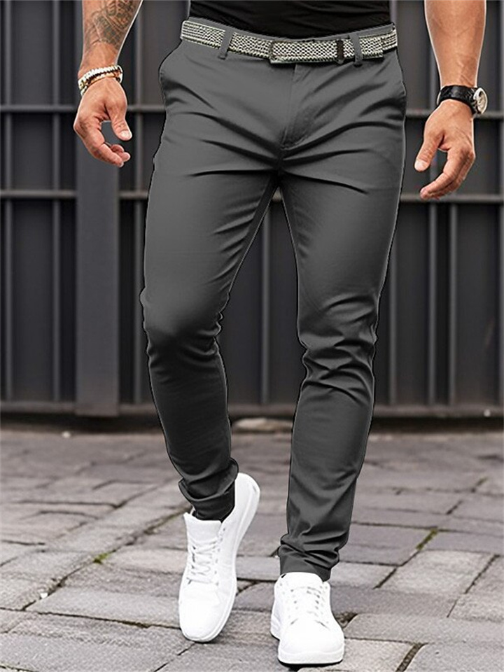 Men's Solid Color Casual Slim Small Leg Solid Color Pants