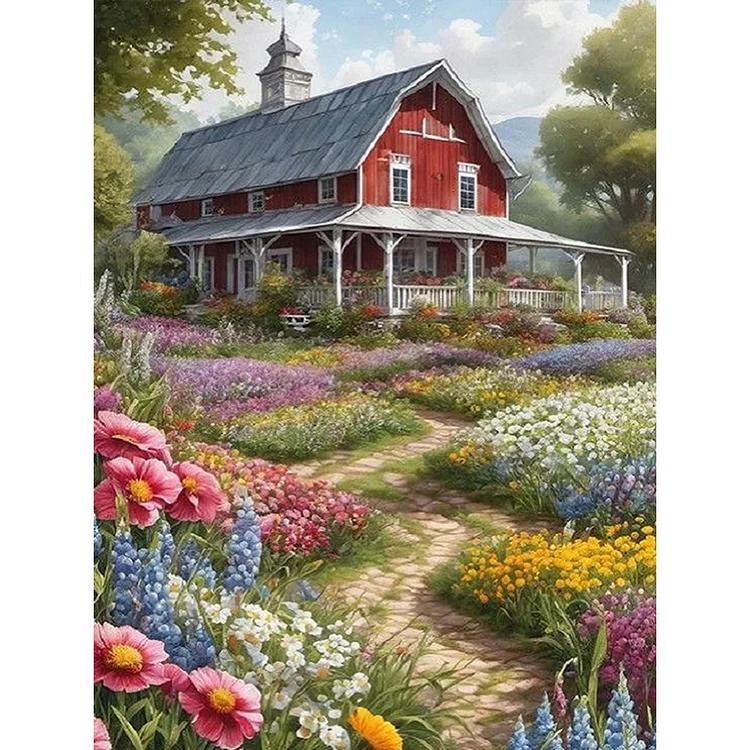Country House 30*40CM (Canvas) Full Round Drill Diamond Painting gbfke
