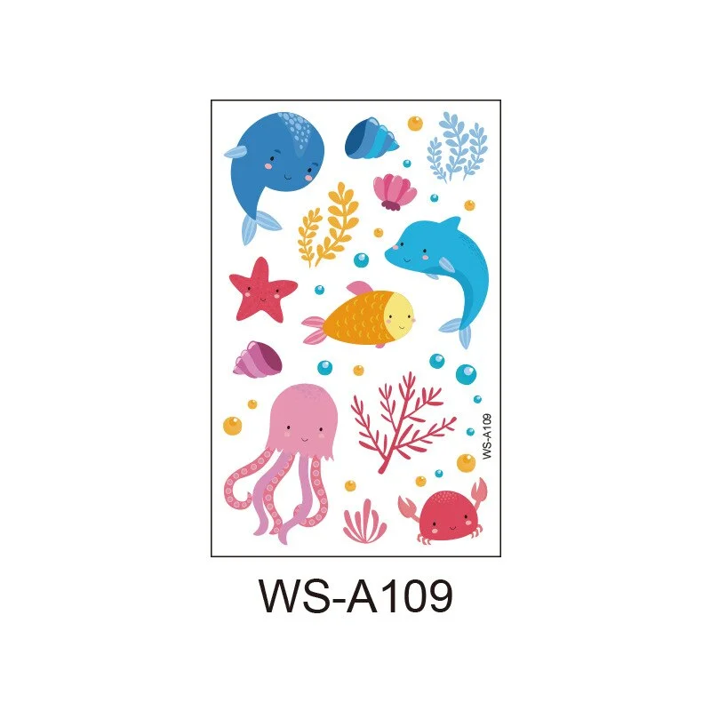 Dolphin Octopus Seashell Crab Temporary Body Tattoo Sticker Disposable Waterproof temporaire