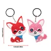 Bead Embroidery - 2Pcs Pink Fox Bead Cross Stitch Keychain Kit