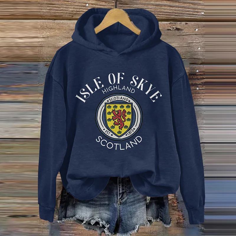 Scotland Print Casual Long Sleeve Hoodie