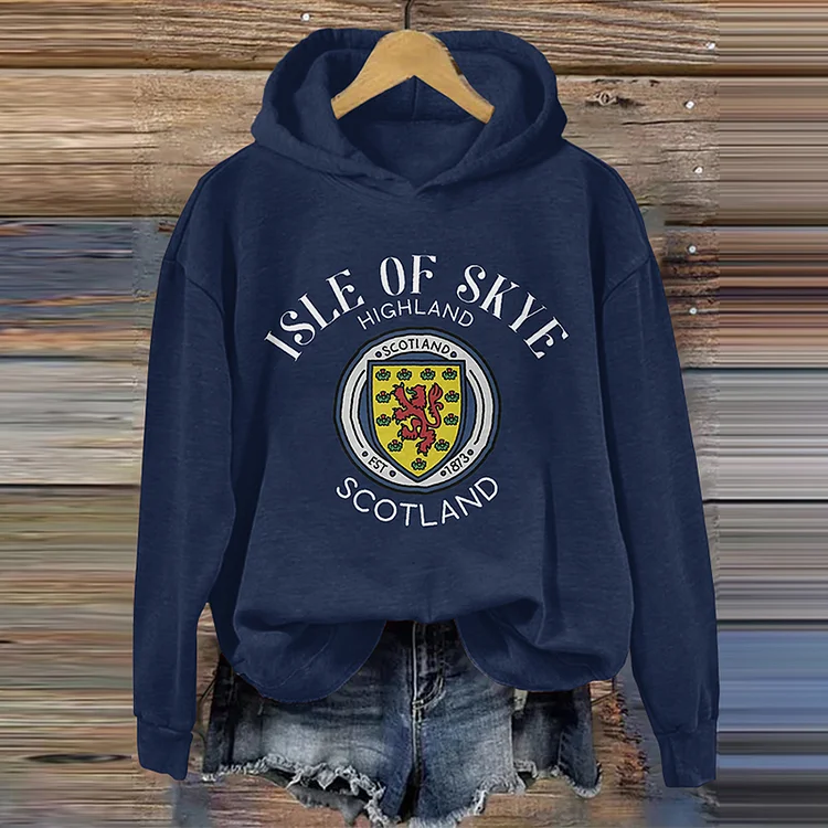 Scotland Print Casual Long Sleeve Hoodie
