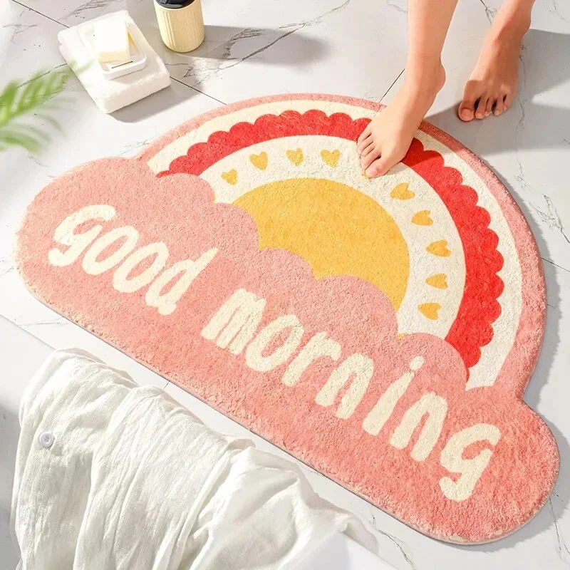 Sdrawing Pattern Bath Mat Soft Absorbent Non-Slip Shower Room Doormat Girls Room Cute Decoration Floor Rugs Modern Home Decor