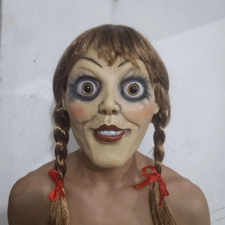 Annabelle Mask With Wig Halloween Cosplay Props-elleschic