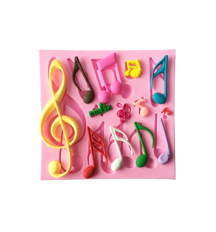 Musical Notes 13 Cavity Silicone Mould for Fondant, Gum Paste, Chocolate