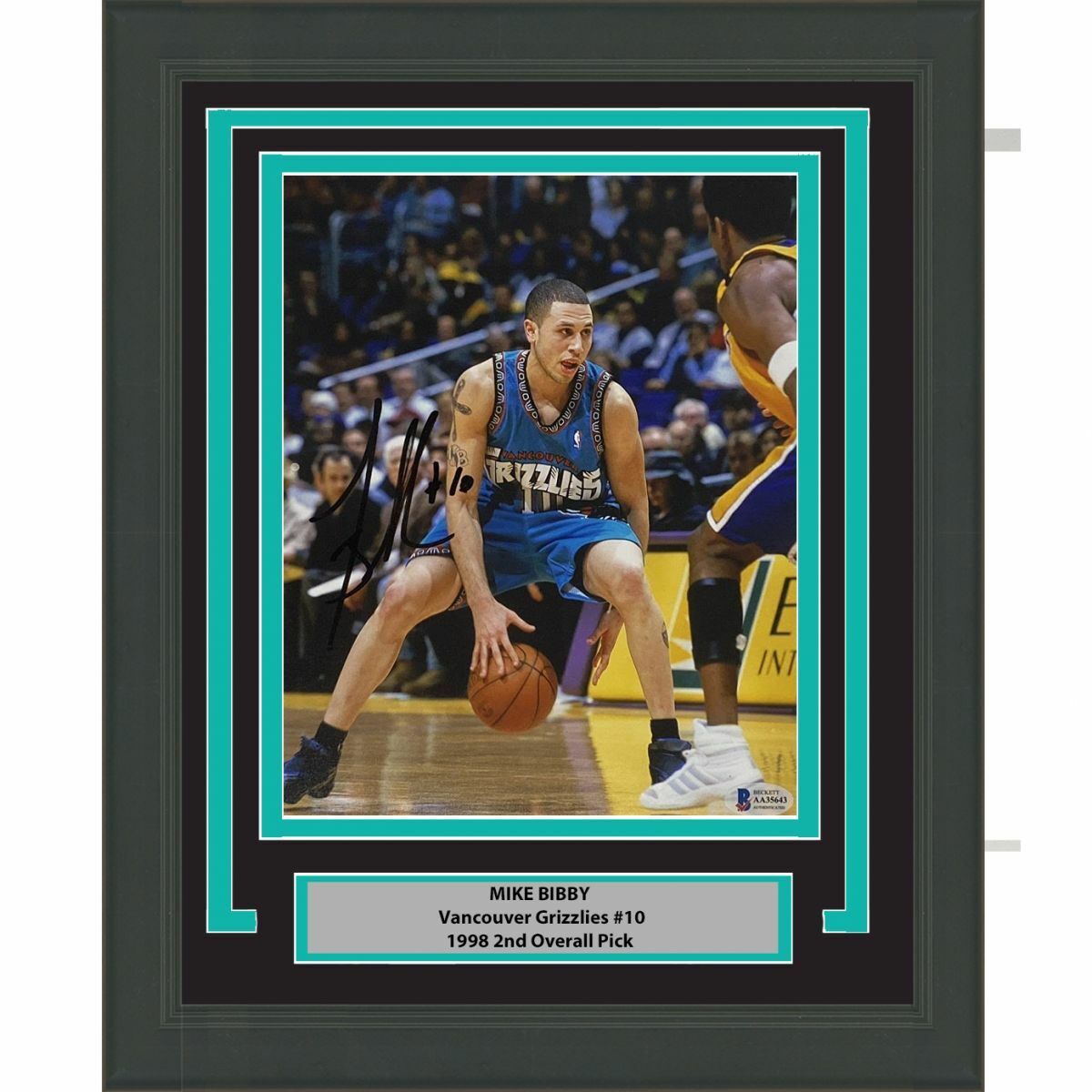 FRAMED Autographed/Signed MIKE BIBBY Vancouver Grizzlies 8x10 Photo Poster painting Beckett COA