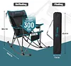 Portable Folding Camping Rocking Chair High Back Mesh Chair with Pillow, Cup Holder and Carry Bag for Lawn, Patio, Garden, Outdoor