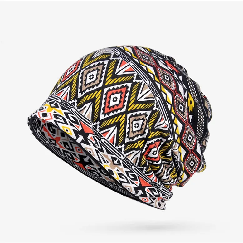 Women's Geometric Printed Dual Purpose Baotou Hat