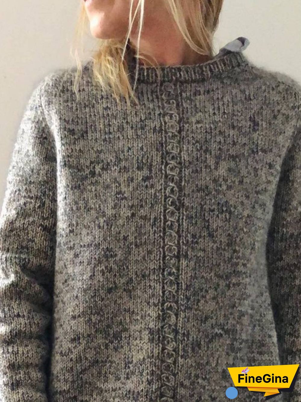 Casual Spring Cotton Natural Mid-weight Daily Long sleeve Crew Neck Sweater for Women
