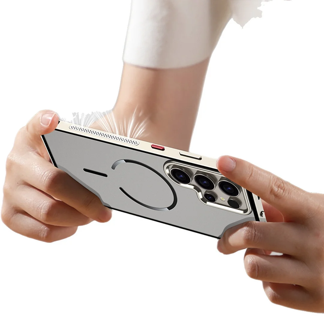 Suitable For Sansumg S25Ultra Metal Frame S25 Mobile Phone Case Samsung S24Plus Frosted Back Plate Magnetic Suction