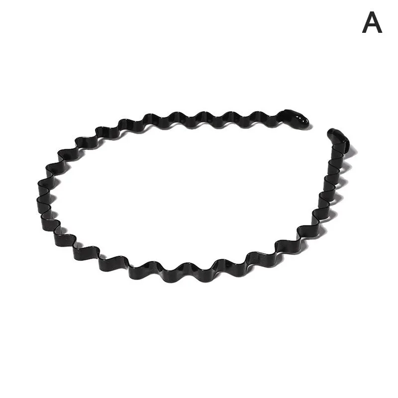 1/2PCS Boys Girls Black Metal Waved Style Holiday Sports Hairband Solid Men Women Unisex Hair Band Casual Adult Headwear New