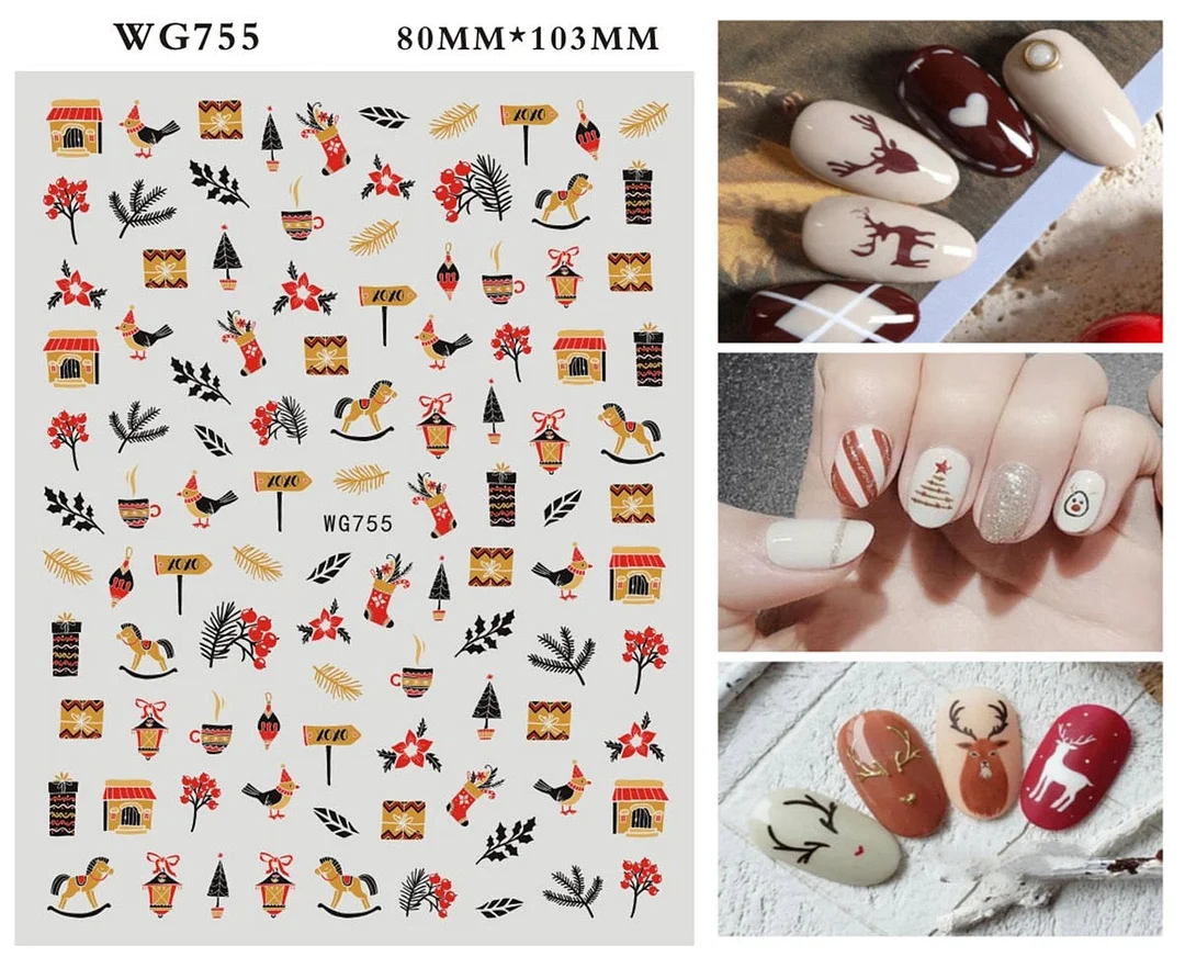 1PC Fall Leaf Flowers Line 3D Nail Sticker Mape Leaves Waves Pattern Decals Slider DIY Nail Art Decoration Wraps For Manicures-Nail Inspo