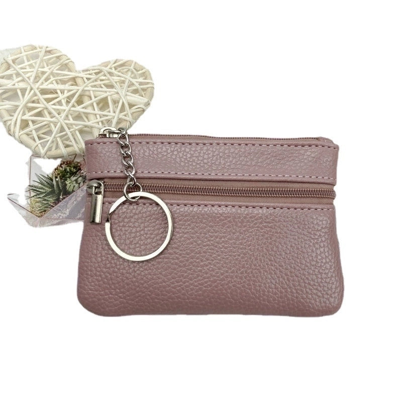 Women’s Solid Color Pu Leather Zipper Coin Purses