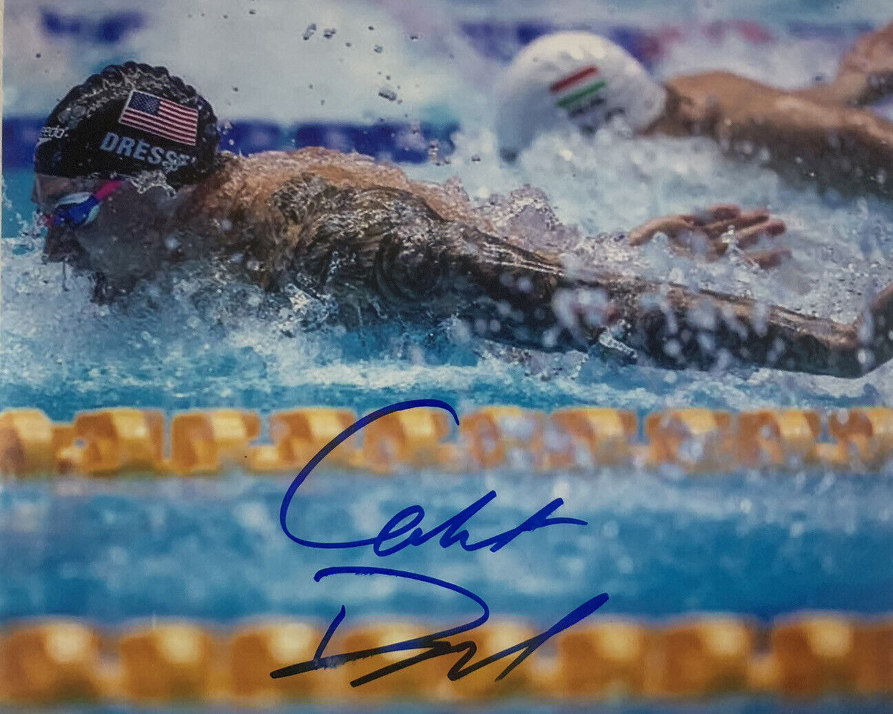 CAELEB DRESSEL HAND SIGNED 8x10 Photo Poster painting USA OLYMPICS SWIMMER AUTOGRAPH COA