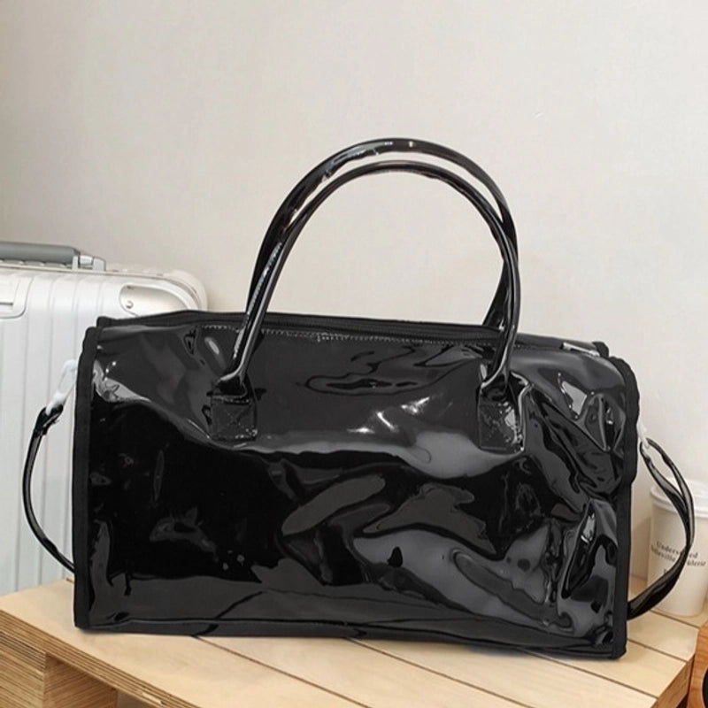 Unisex PVC Solid Color Basic Square Zipper Travel Bag